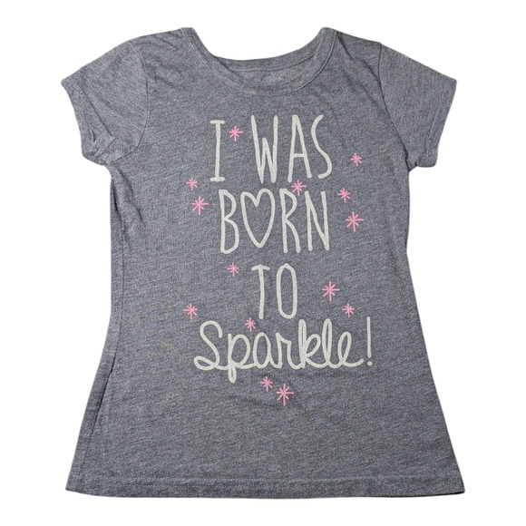 Adoree Girls T Shirt I Was Born To Sparkle Gray Size Large 10-12 Well Cared For - Picture 1 of 5